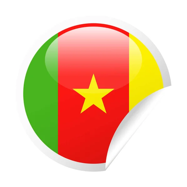 Векторний прапор Камеруну круглий куточок папір значок — стоковий вектор