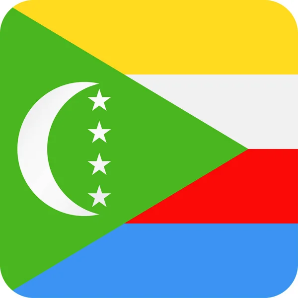 Comoros Flaggenvektor Quadrat flaches Symbol — Stockvektor