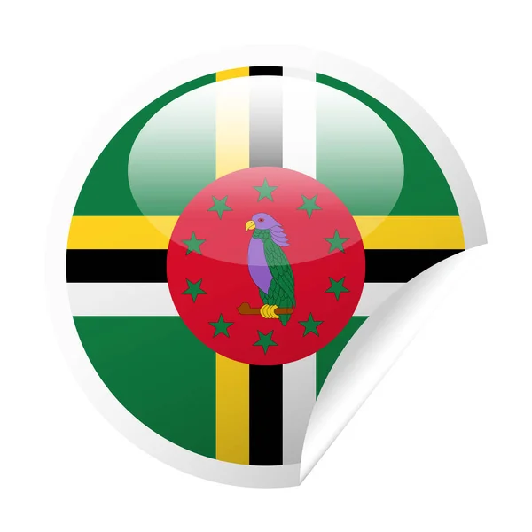 Векторний прапор Домініка круглий куточок папір значок — стоковий вектор