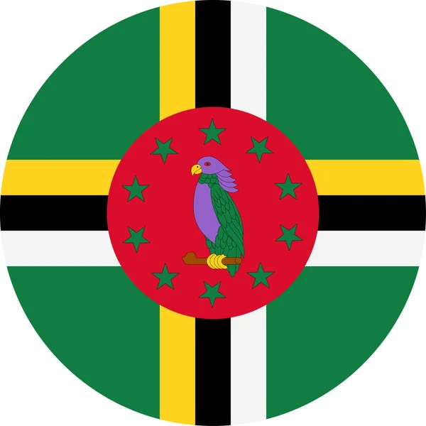 Dominica Flag Vector Round Flat Icon — Stock Vector