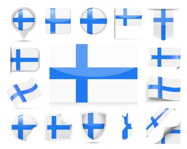 Finlandiya bayrağı vektör Set