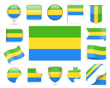 Gabon bayrak vektör Set