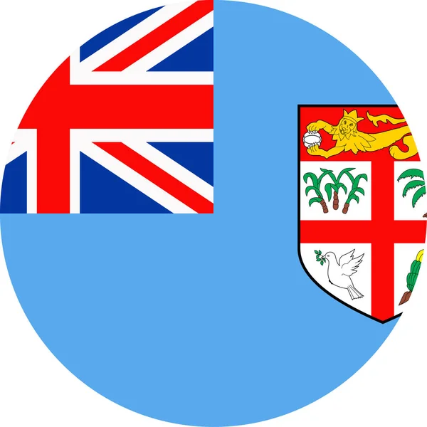 Φίτζι σημαία διάνυσμα στρογγυλή επίπεδη εικονίδιο — Διανυσματικό Αρχείο