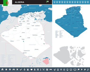 Cezayir - Infographic harita - detaylı vektör çizim