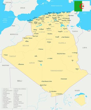 Cezayir harita - detaylı vektör çizim