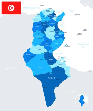Tunus Haritası - bilgi grafik vektör çizim