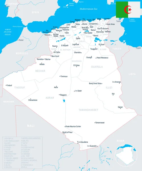 Argelia Mapa - Ilustración vectorial detallada — Vector de stock