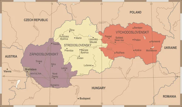 Mapa Slovensko - Vintage detailní vektorové ilustrace — Stockový vektor