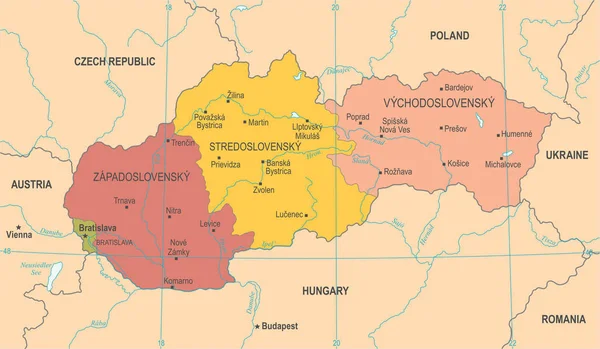 Mapa Slovensko - podrobné vektorové ilustrace — Stockový vektor