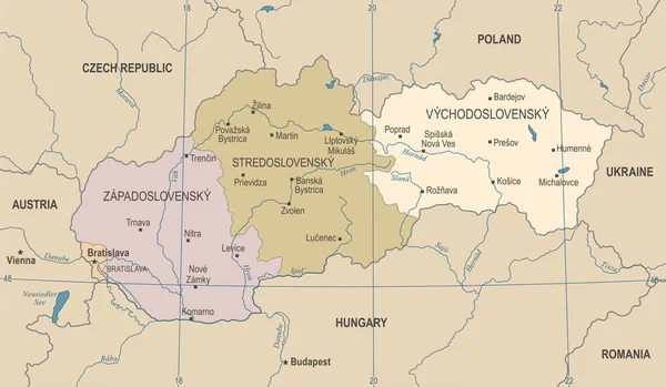 Mapa Slovensko - Vintage detailní vektorové ilustrace — Stockový vektor