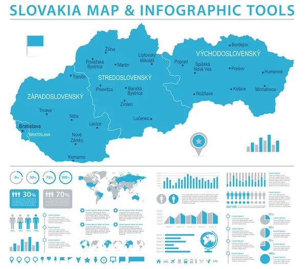 Eslovaquia Mapa - Info Gráfico Vector Ilustración — Vector de stock
