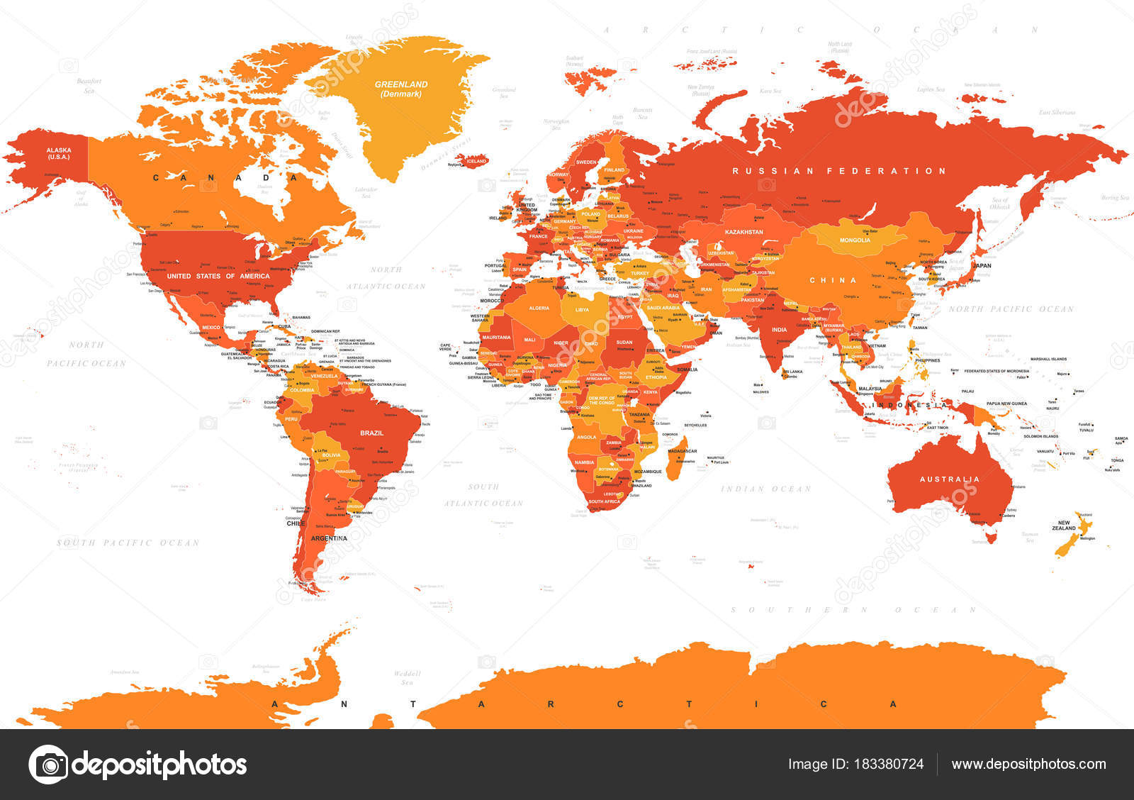 Monde De Couleur Politique Carte Vectorielle Image