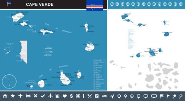 Cape Verde - Infographic harita - detaylı vektör çizim