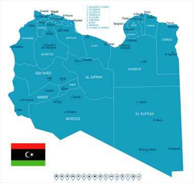 Libya - harita ve bayrak - detaylı vektör çizim