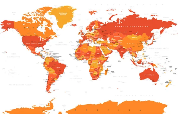 정치 색된 세계 지도 벡터 — 스톡 벡터