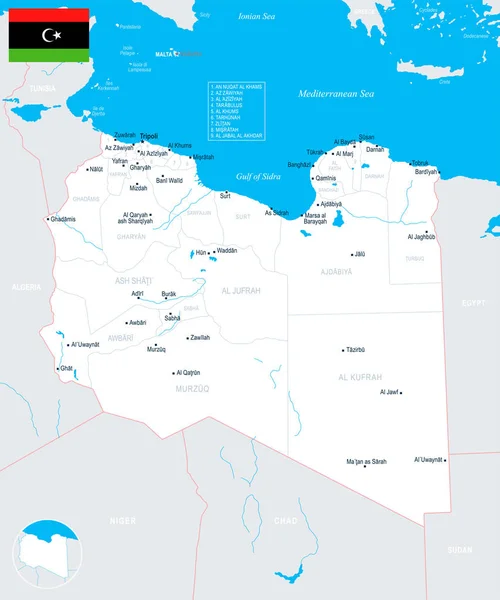 Карта Ливии - подробная векторная иллюстрация — стоковый вектор