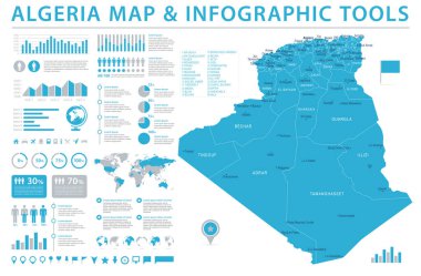Cezayir harita - bilgi grafik vektör çizim