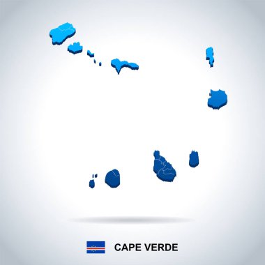 Cape Verde - harita ve bayrak - detaylı vektör çizim