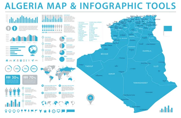 Algerien Karte - Infografik Vektorillustration — Stockvektor