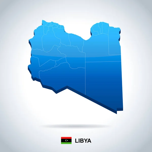 Libya - harita ve bayrak - detaylı vektör çizim — Stok Vektör