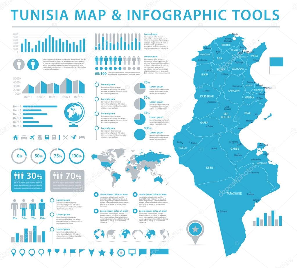 Tunisia Map - Info Graphic Vector Illustration