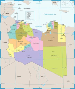 Libya Haritası - detaylı vektör çizim