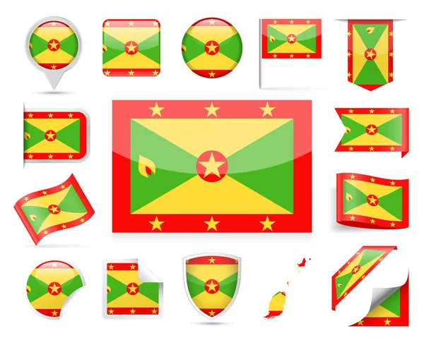 Grenada flaga wektor zestaw — Wektor stockowy