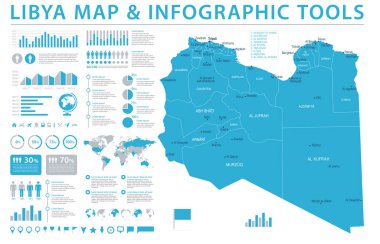 Libya Haritası - bilgi grafik vektör çizim