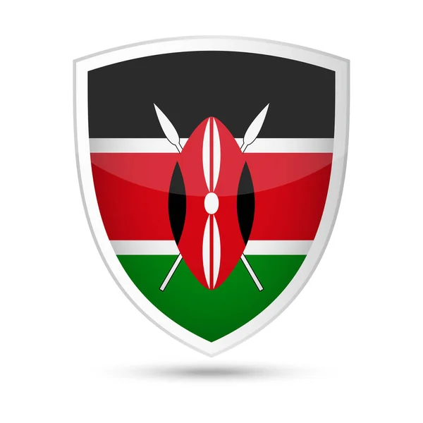 Kenya Flag Vector Shield Icon — Stock Vector