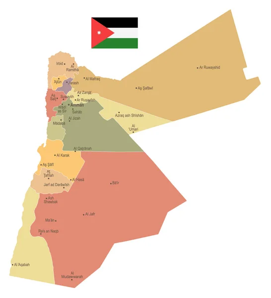 Jordánsko - vintage mapy a vlajky - podrobné vektorové ilustrace — Stockový vektor
