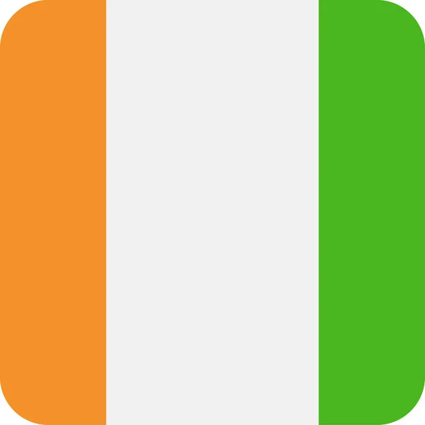 Flat Square-pictogram van de Ivoorkust vlag-Vector — Stockvector
