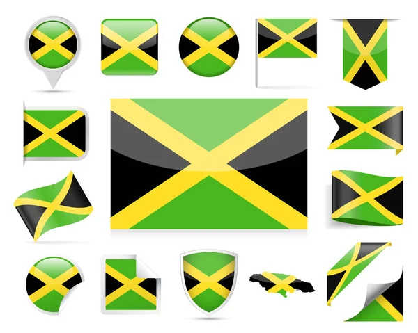 Jamaica flagga vektor Set — Stock vektor