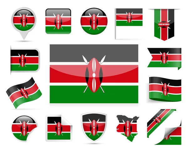 Kenya Flag Vector Set — Stock Vector