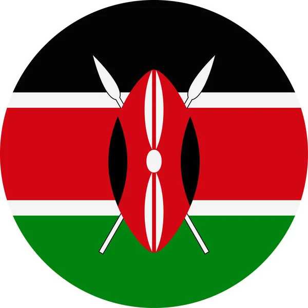 Kenya Flag Vector Round Flat Icon — Stock Vector