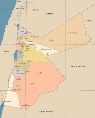 Jordan Map - Vintage detaylı vektör çizim