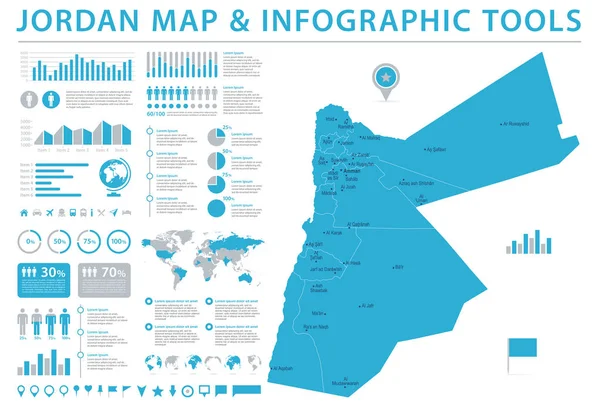 Mapa de Jordania - Info Gráfico Vector Ilustración — Vector de stock