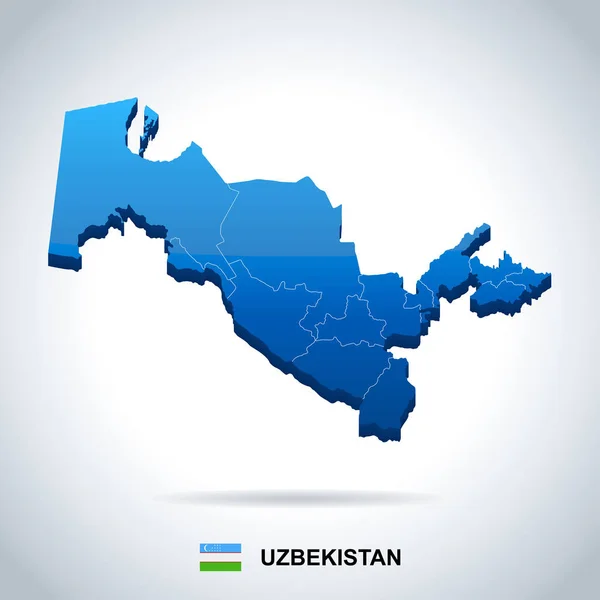 Uzbequistão - mapa e bandeira - ilustração vetorial detalhada —  Vetores de Stock