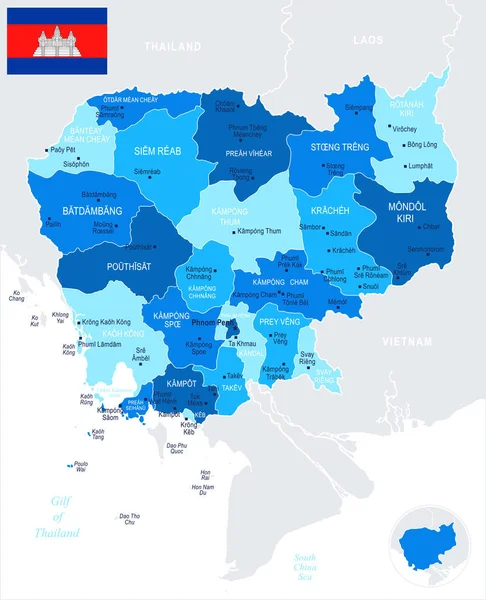 Kambodża Mapa - informacje grafiki wektorowej — Wektor stockowy