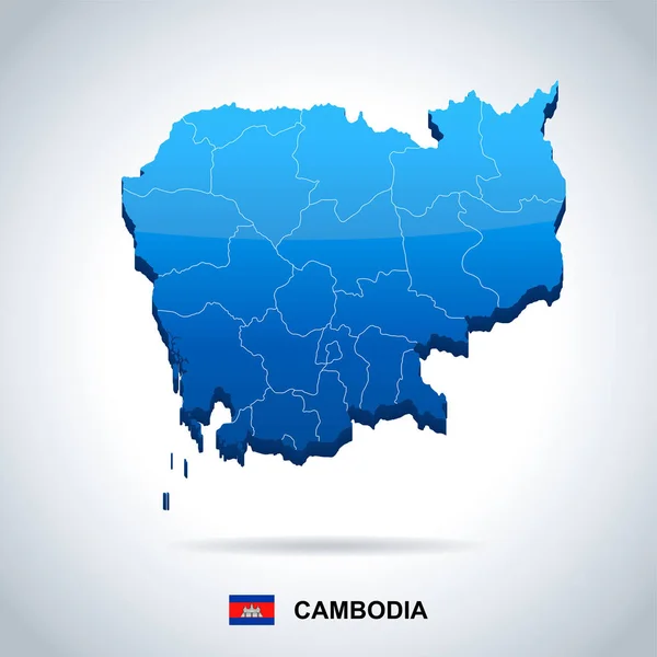 Camboya - Mapa y bandera - Ilustración vectorial detallada — Vector de stock