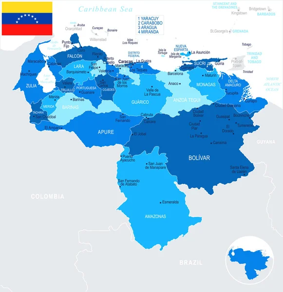 Venezuela Mapa - Info Gráfico Vector Ilustración — Vector de stock