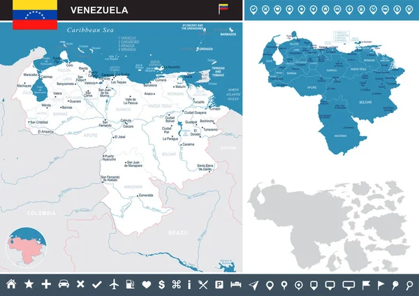 Wenezuela - Mapa Infografika - Szczegółowa ilustracja wektorowa — Wektor stockowy
