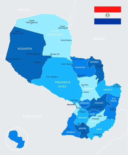 Mapa de Paraguay - Info Gráfico Vector Ilustración — Vector de stock