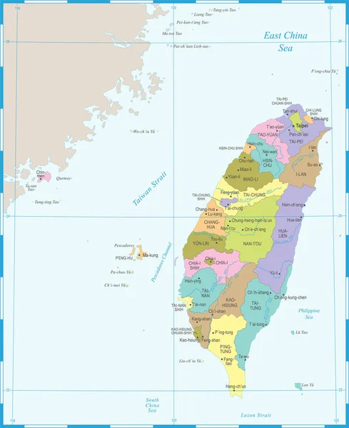 Тайванський карту - докладний Векторні ілюстрації — стоковий вектор