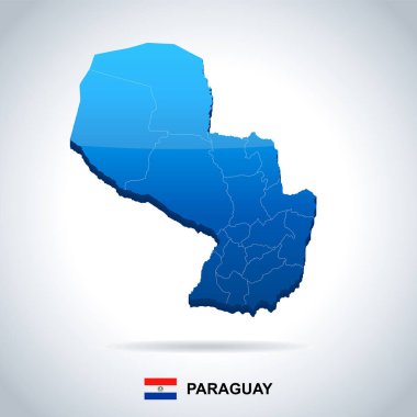 Paraguay - harita ve bayrak - detaylı vektör çizim