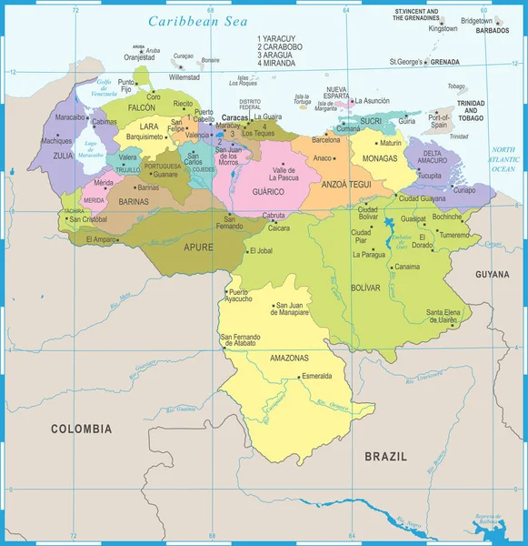 Venezuela Haritası - detaylı vektör çizim — Stok Vektör