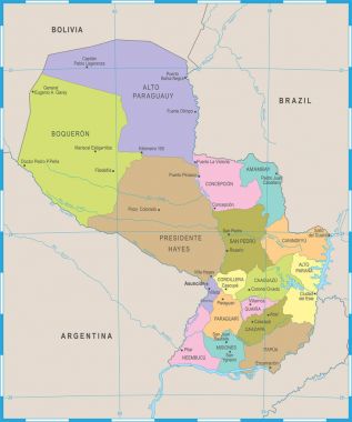 Paraguay Haritası - detaylı vektör çizim