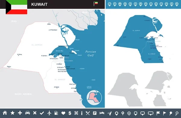 クウェート - インフォ グラフィック マップ - 詳細なベクトル イラスト — ストックベクタ