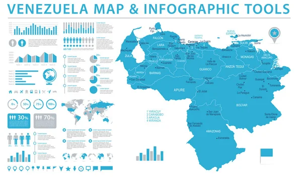 Mappa Venezuela - Info grafica vettoriale Illustrazione — Vettoriale Stock