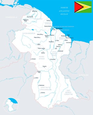 Guyana Haritası - detaylı vektör çizim
