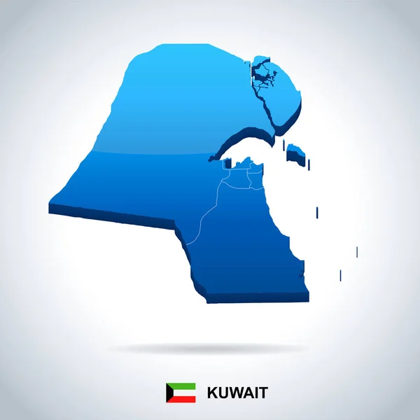 Kuwait - Karte und Flagge - detaillierte Vektorillustration — Stockvektor